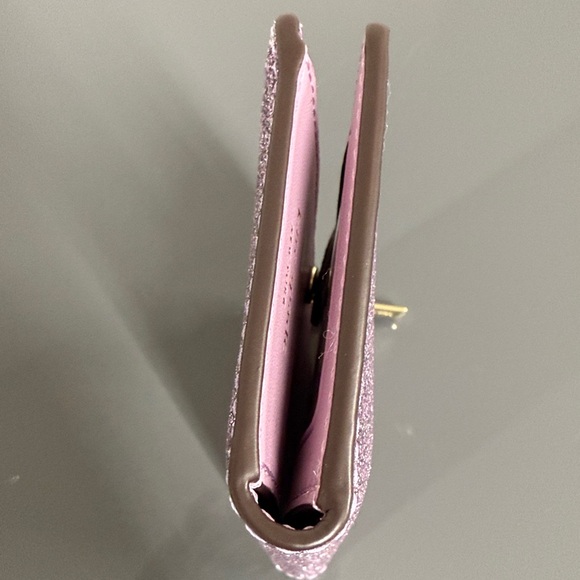 Kate Spade Burgess Court Small Slim Bifold Wallet Glitter Lilac Pink Purple - Picture 13 of 15